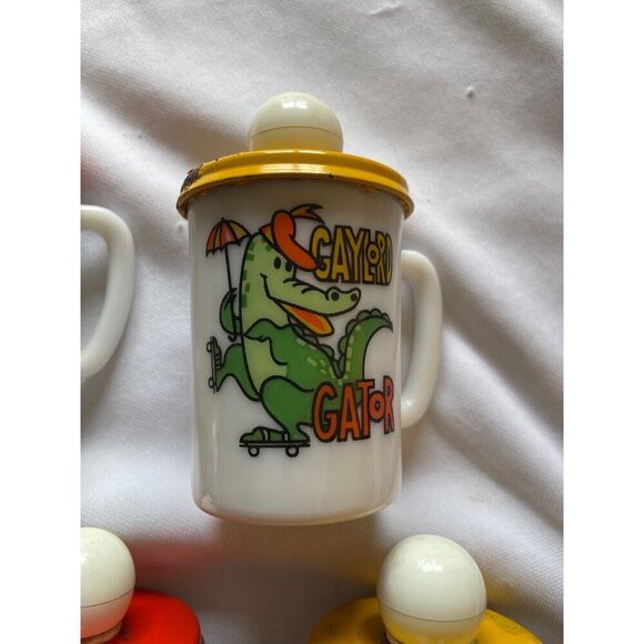 Vintage Peanuts & Animal Character Ceramic Mug Set W/ Lids - Picture 5 of 10